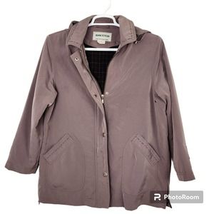 Fitz Wright Women's Parka Coat M‎ Removable Liner Hood Tan Zip Snap *READ